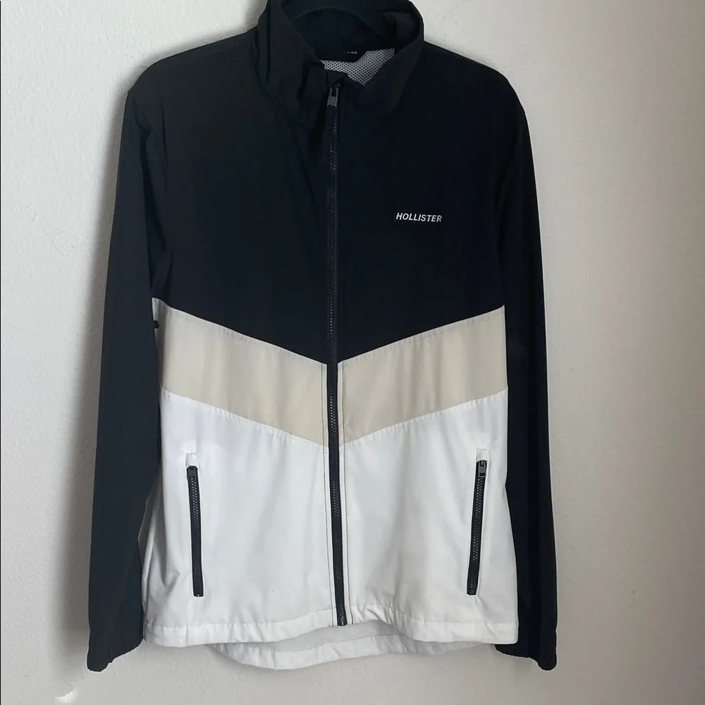 Hollister  Black, Cream, and White Windbreaker
